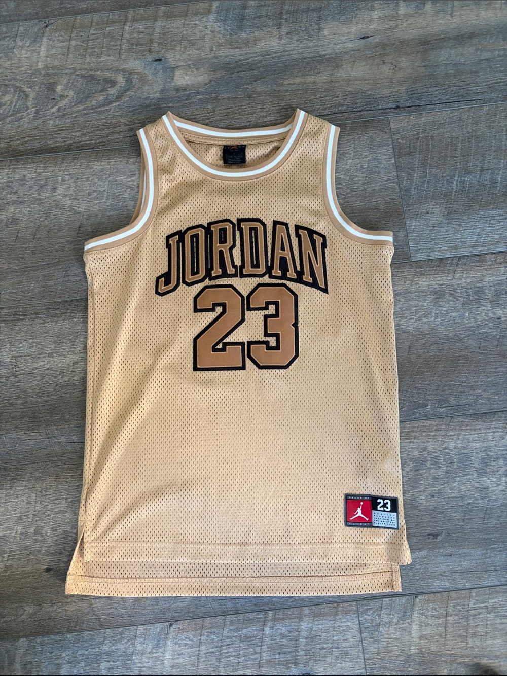 Jordan Men's 23 Mesh Basketball Jersey - Beige with White Trim